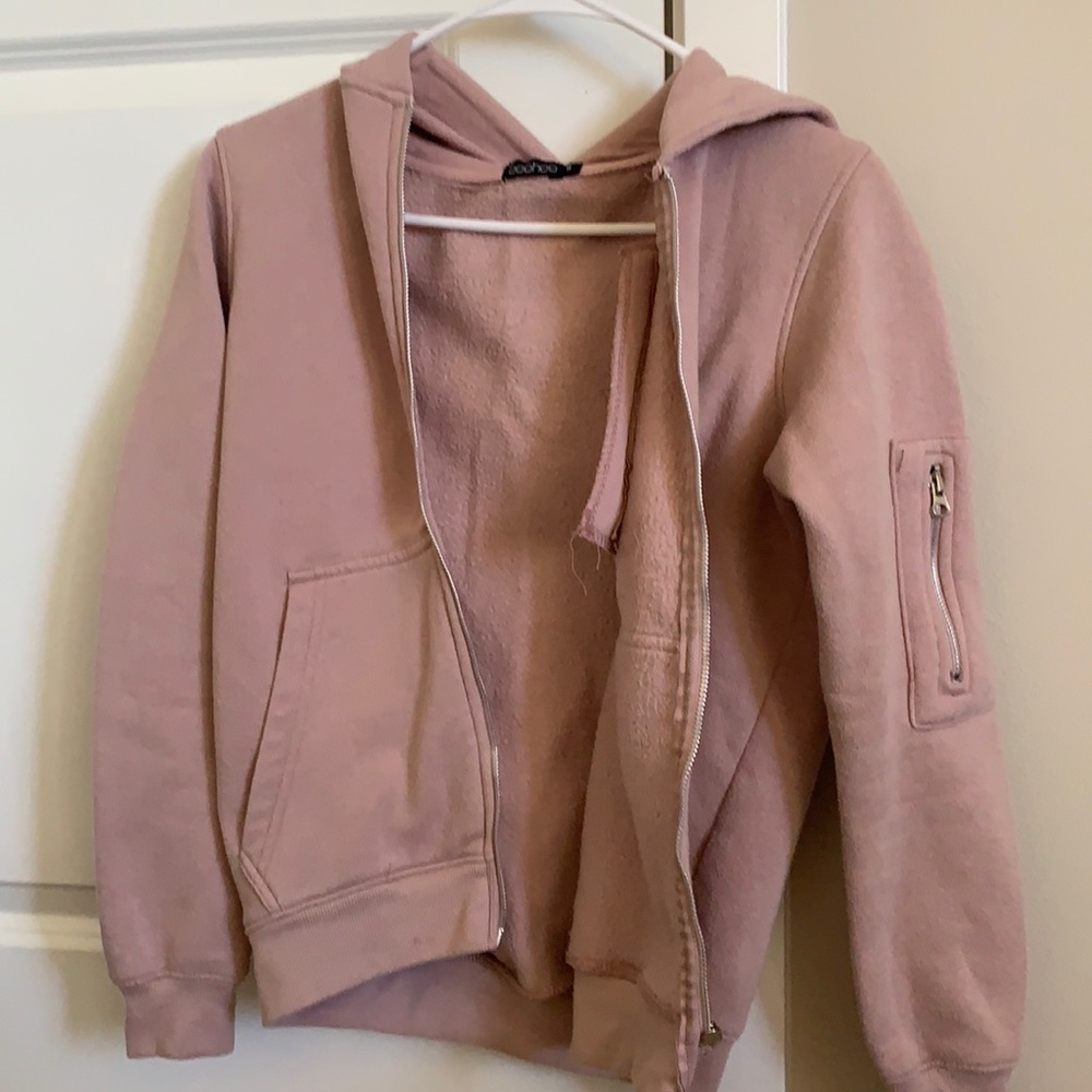 boohoo pink jacket hoodie